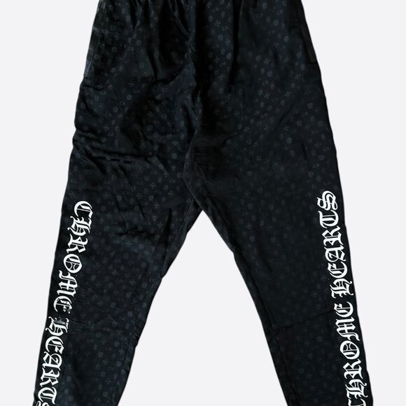 Chrome Hearts Black & White Silk Monogram Tearaway Trackpants - Picture 1 of 5